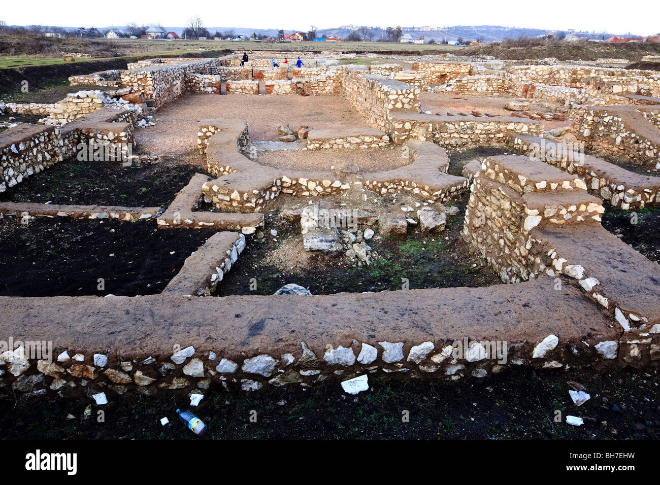 Roman ruins at Castrum Potaissa base camp of the roman legion 'Legio quinta Macedonica' in Turda Romania Stock Photo