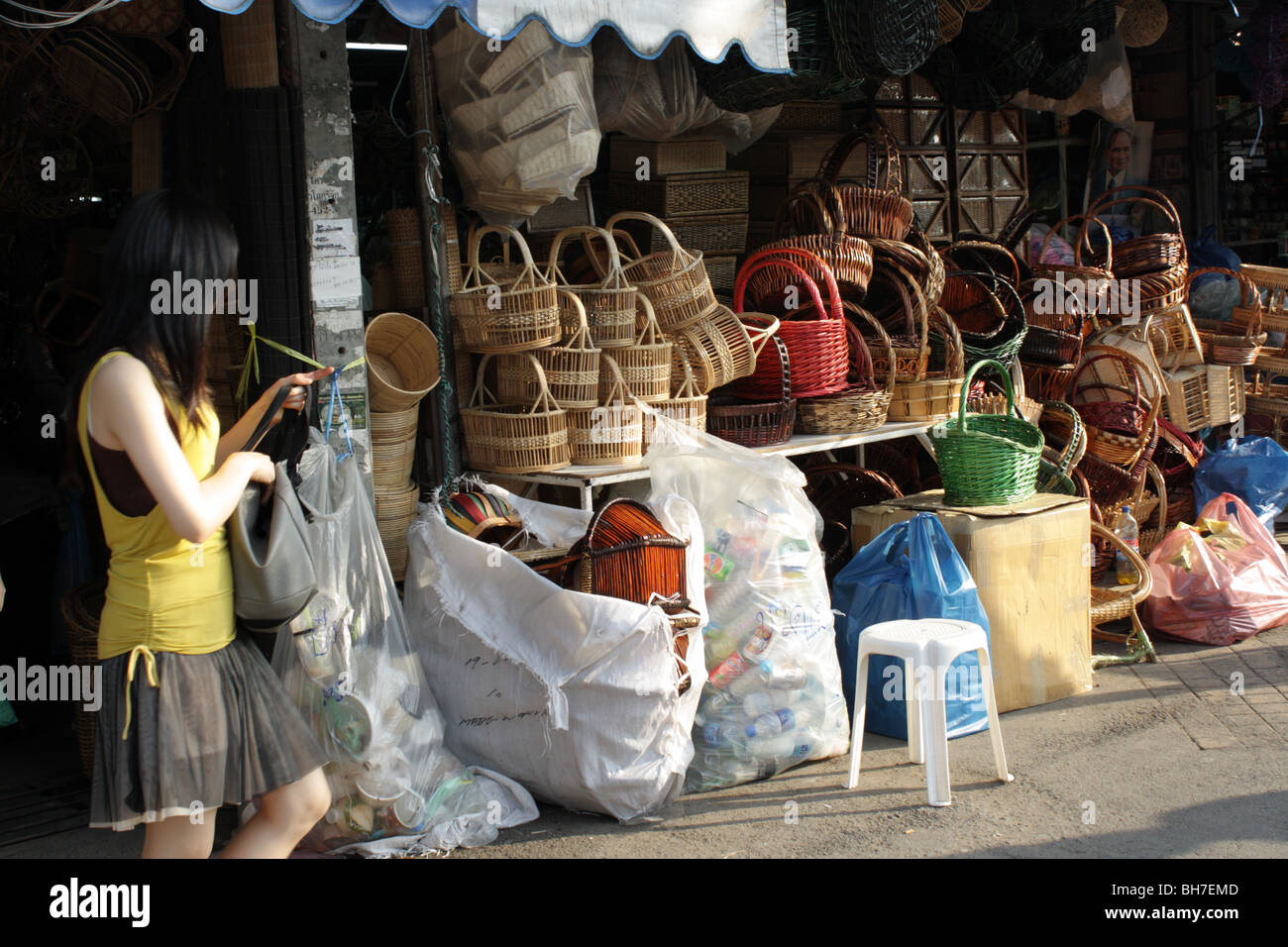 Rattan store at Chatuchak Weekend Market , Bangkok , Thailand Stock