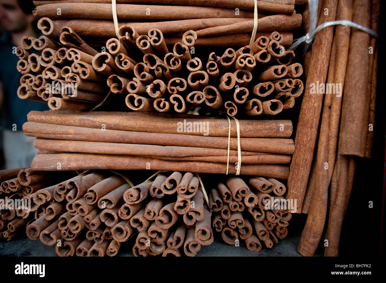Cinnamon sticks, spice market, Athens, Greece. Stock Photo
