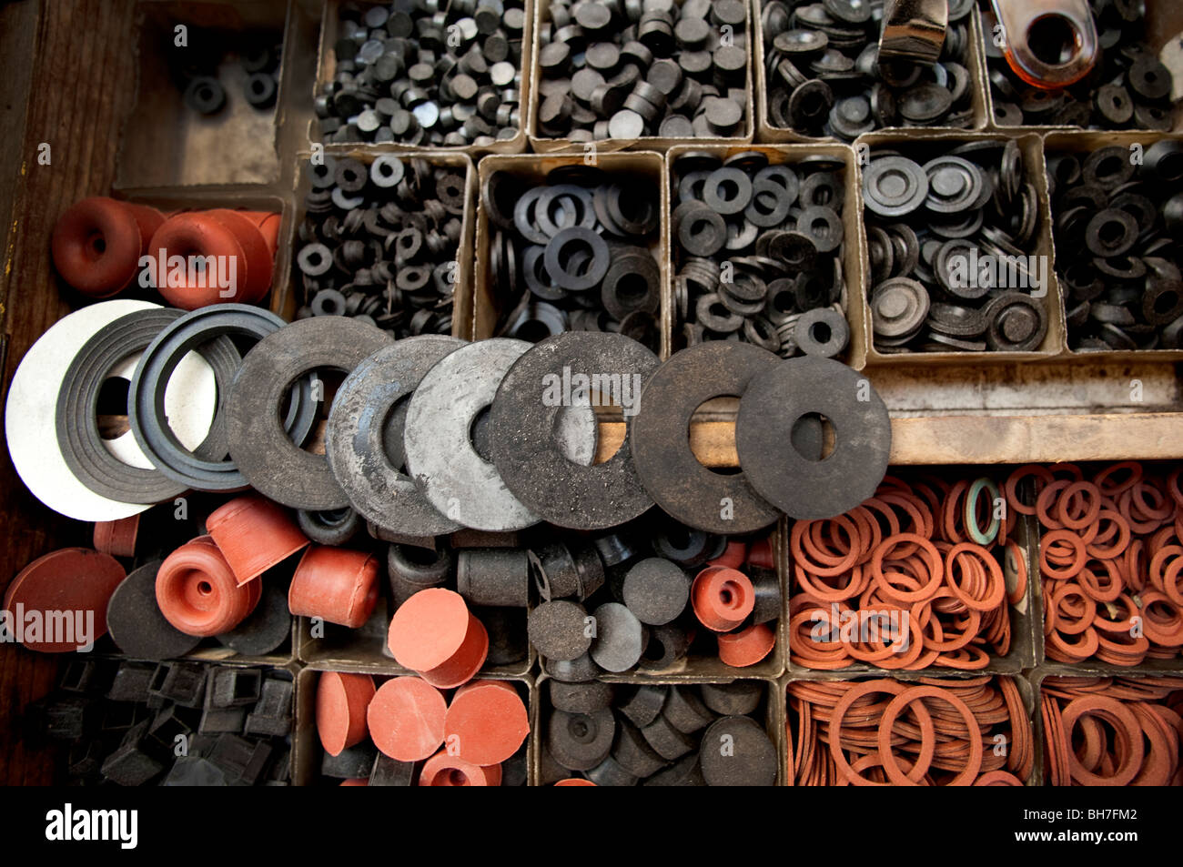 Metal and rubber washers and gaskets in hardware store, Athens, Greece Stock Photo Alamy