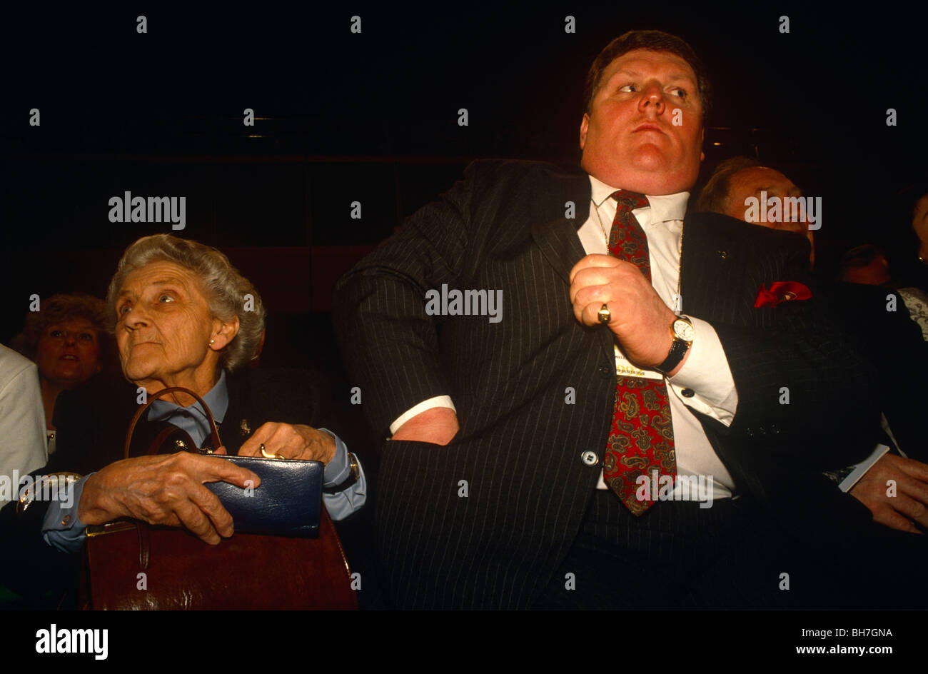 Contributing to political funds at the 1992 Tory Party Conference at Blackpool during premiership of Prime Minister John Major Stock Photo