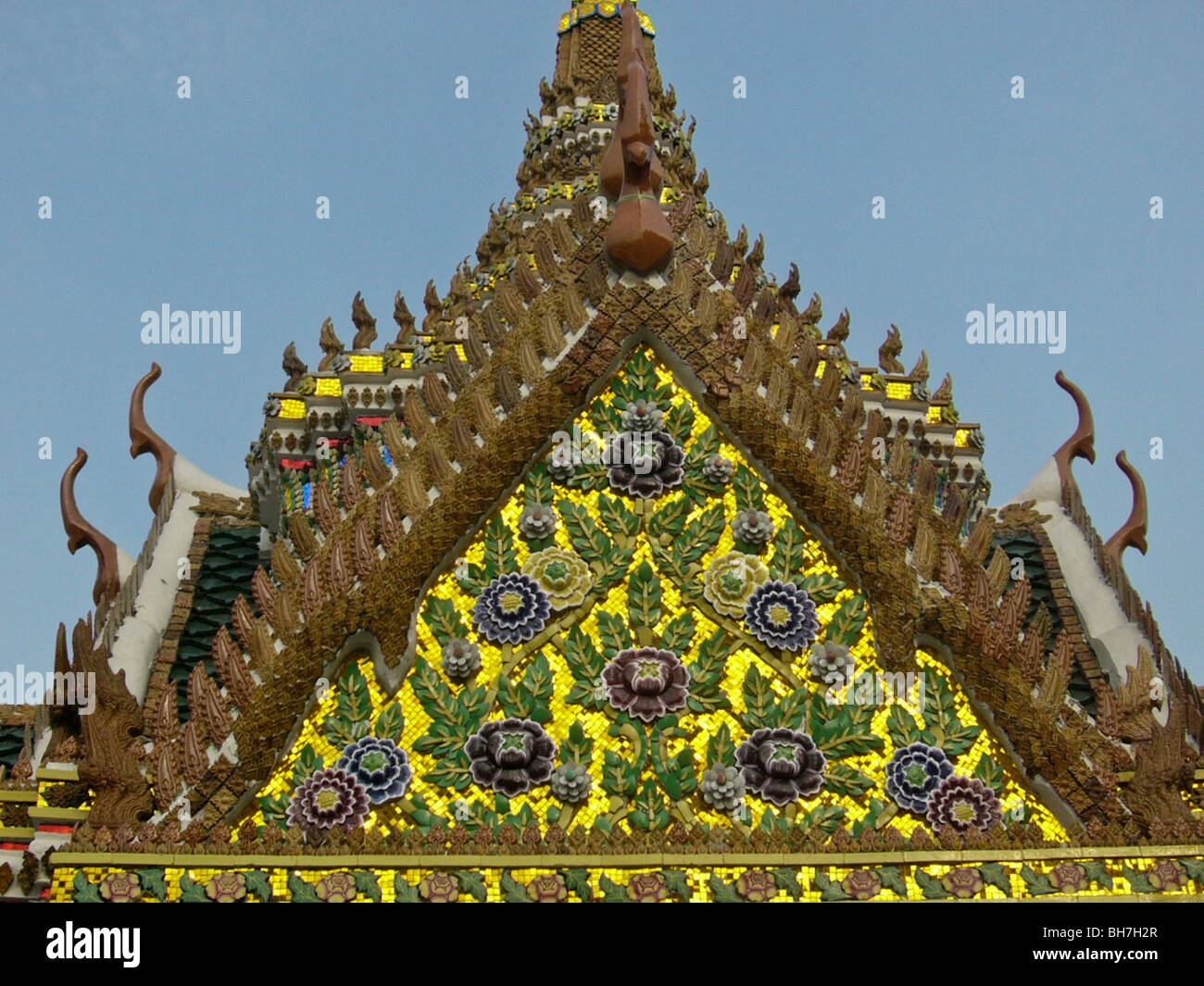Bangkok, Thailand, Close up, Royal Palace, Exterior, 'Wat Temple' Architectural Detail Outside Stock Photo
