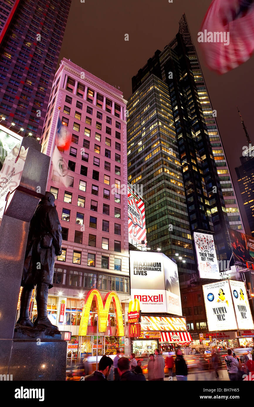 USA, New York City, Manhattan, Times Square, Neon lights at night Stock