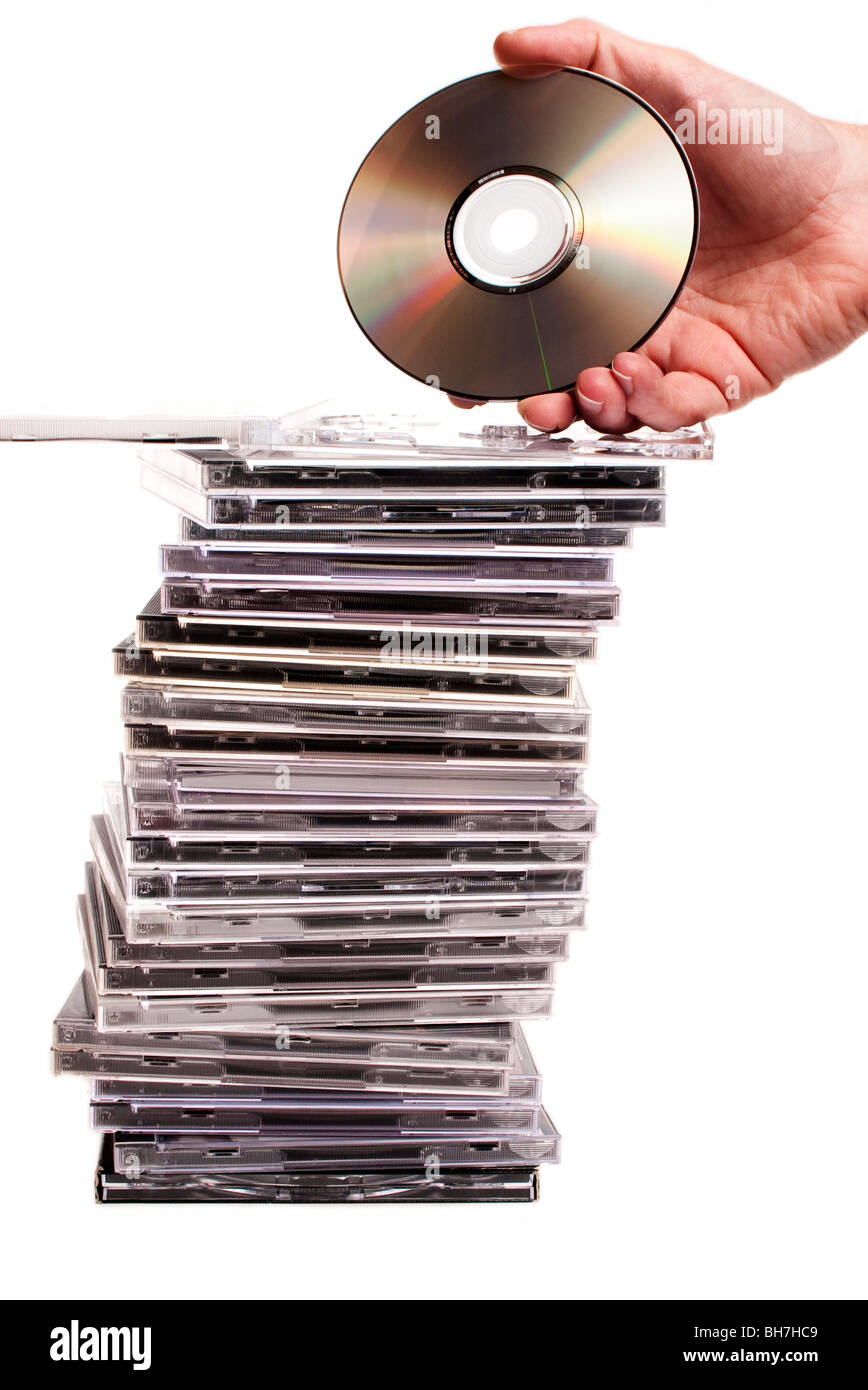 taking cd out of case Stock Photo