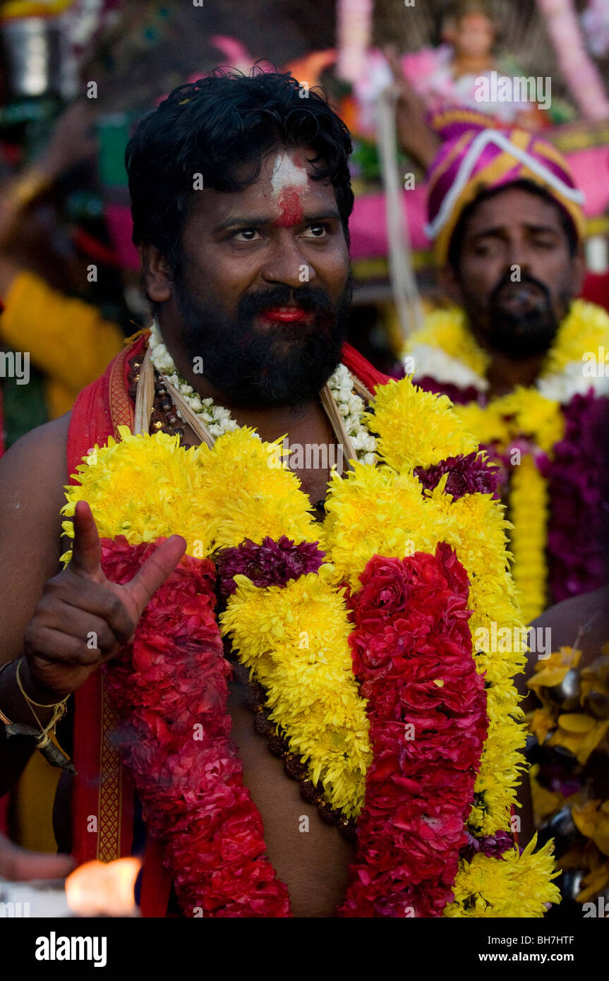 pilgrims at thaipusam malaysia 2010 being posessed Stock Photo