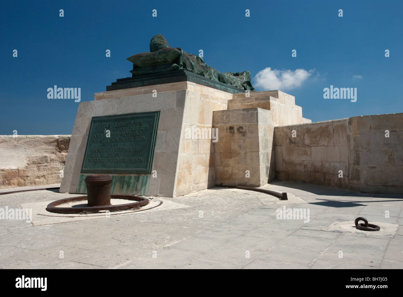 World War II Memorial to those who lost their lives defending Malta. Situated in Valetta, Malta, Europe. Stock Photo