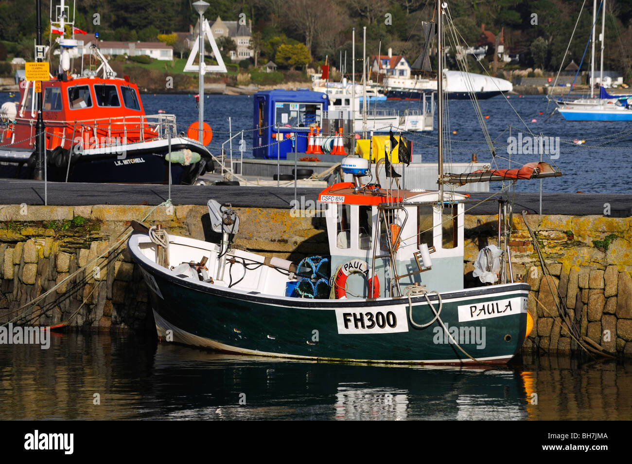 fishing boat in the harbour at falmouth in cornwall,england,uk Stock Photo