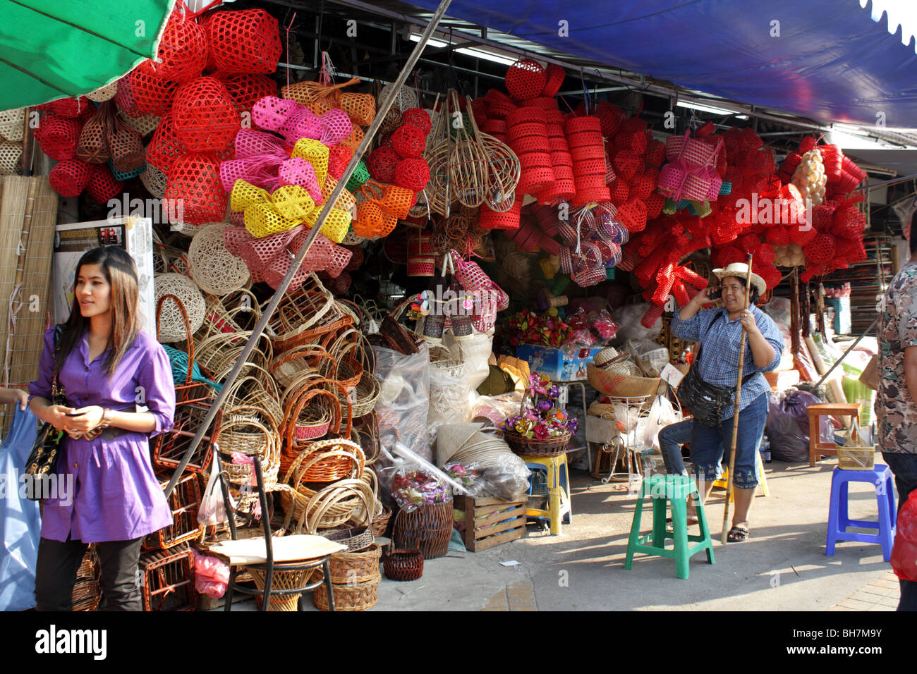 Rattan store at Chatuchak Weekend Market , Bangkok , Thailand Stock