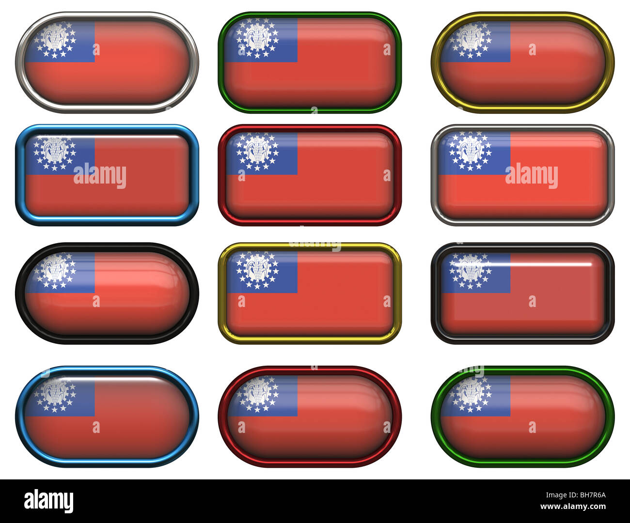 twelve buttons of the Flag of Myanmar Stock Photo - Alamy