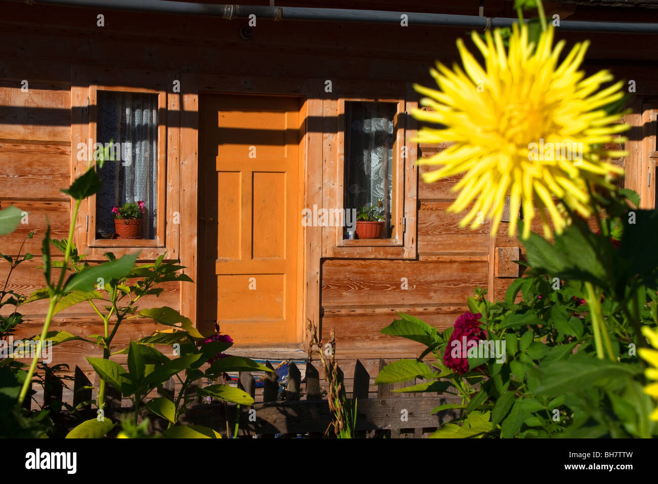 Picturesque village Chocholow with old wooden houses, Tatras Mt, Poland Stock Photo