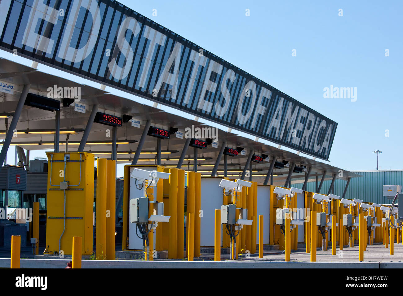 Champlain Border Crossing between United States and Canada Stock Photo