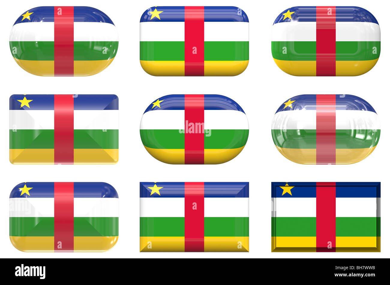 nine glass buttons of the Flag of Central African Republic Stock Photo ...
