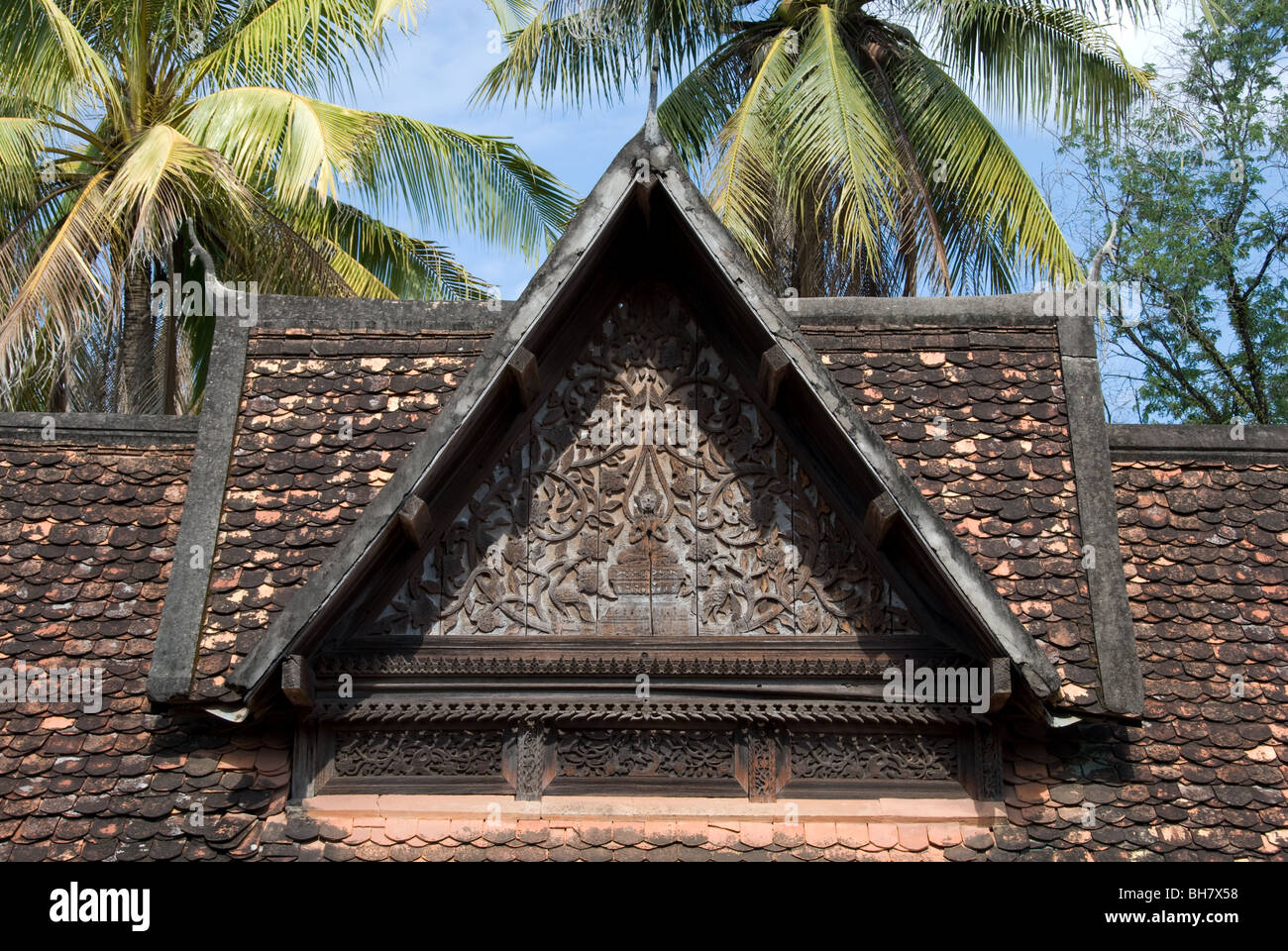Roof detail from Wat Sisaket, Vientiane, Laos, the oldest wat in the capital dating from 1818. Stock Photo