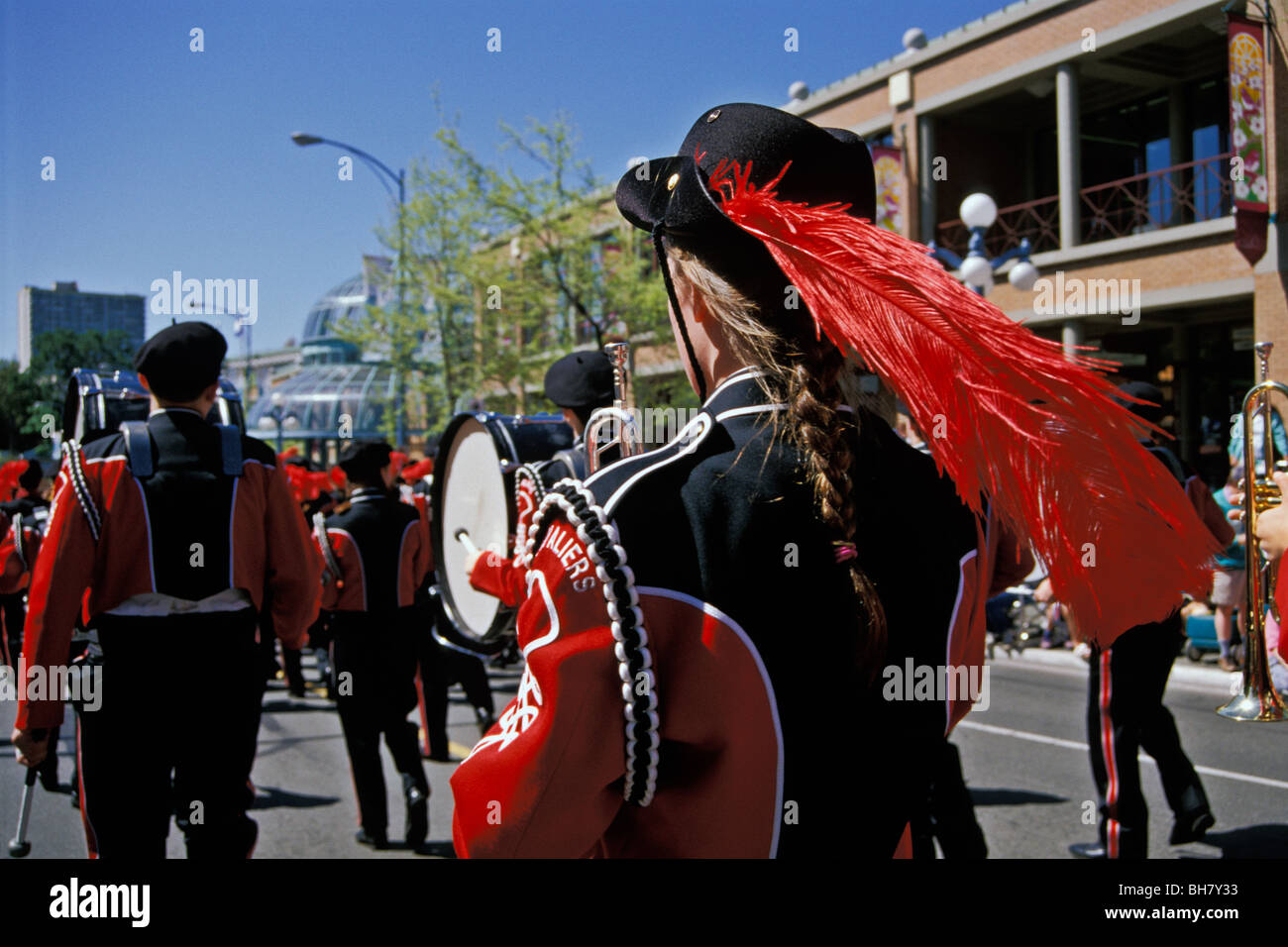 High school marching band, Victoria Day parade, Victoria, British