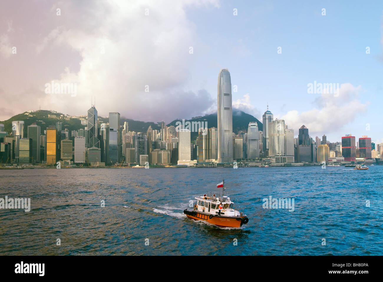 Skyline of Central, Hong Kong Island, from Victoria Harbour, Hong Kong, China, Asia Stock Photo