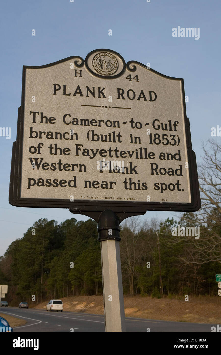 Plank Road North Carolina historical marker, NC history Stock Photo Alamy