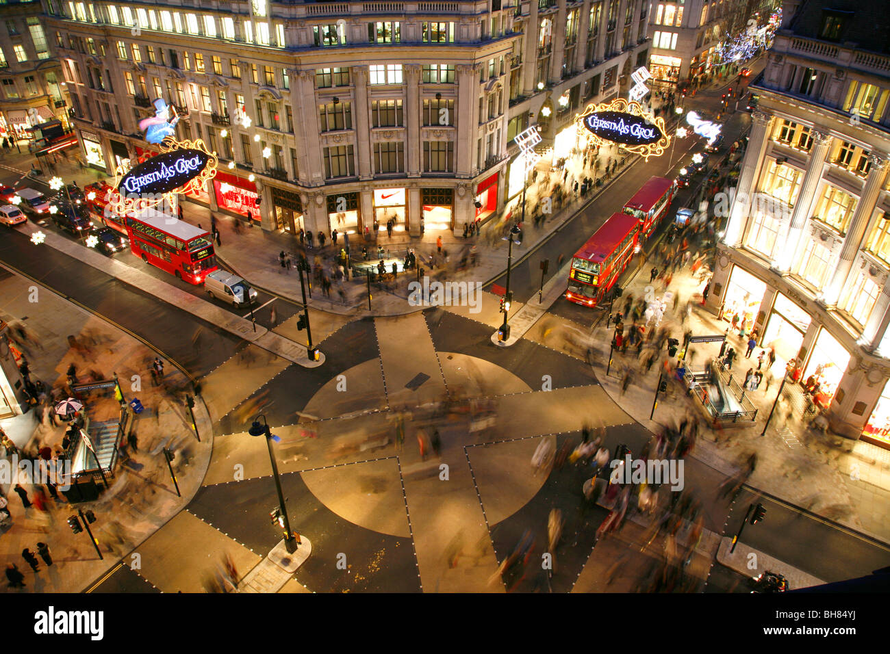 Aerial view of Oxford Circus, West End, London, UK Stock Photo