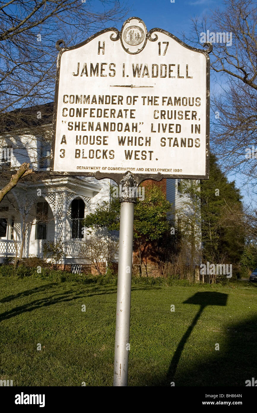 James I. Waddell North Carolina historical marker, NC history Stock