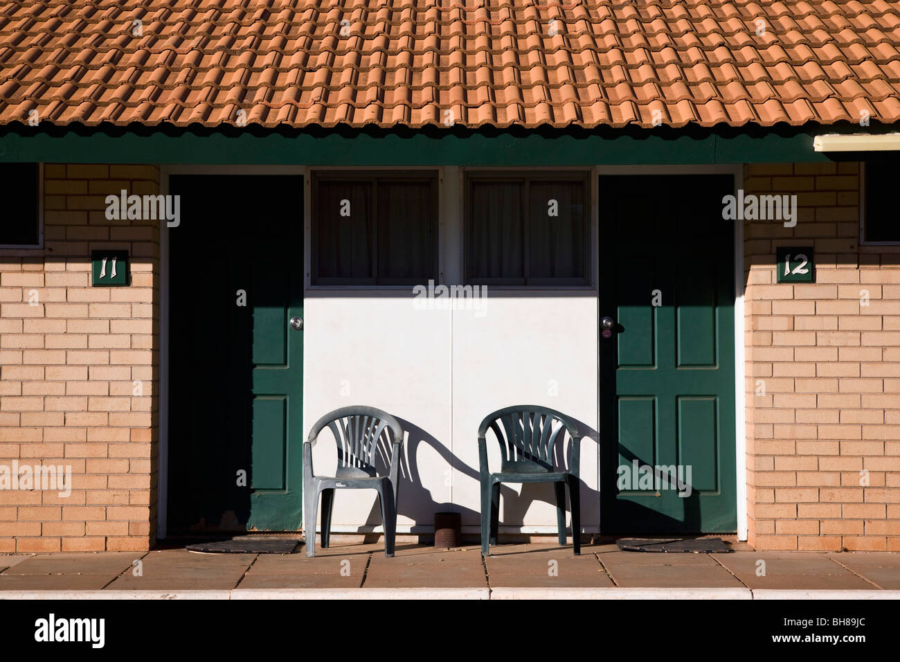 Exterior view of two motel rooms Stock Photo