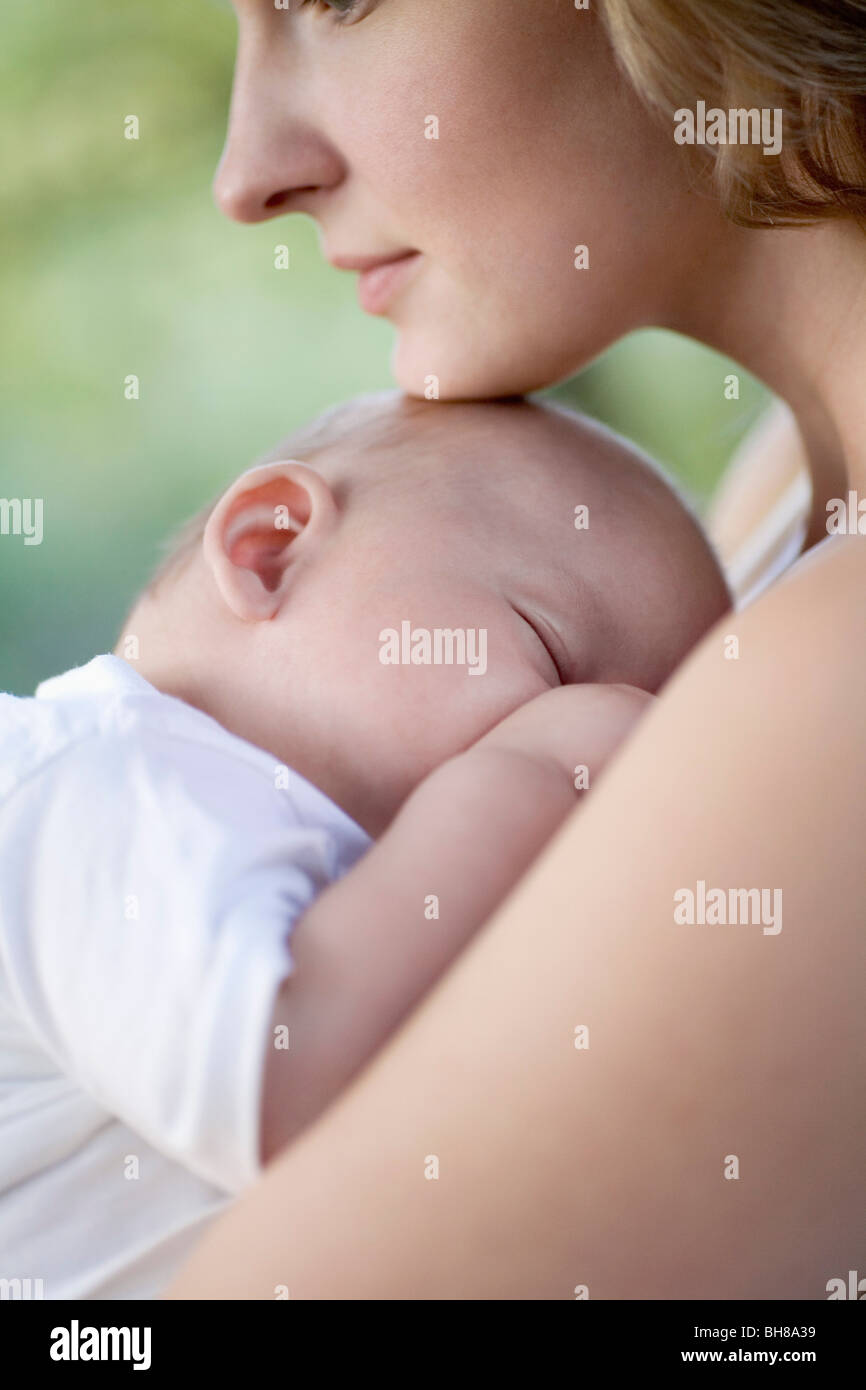 Mother and baby boy, close-up, portrait Stock Photo