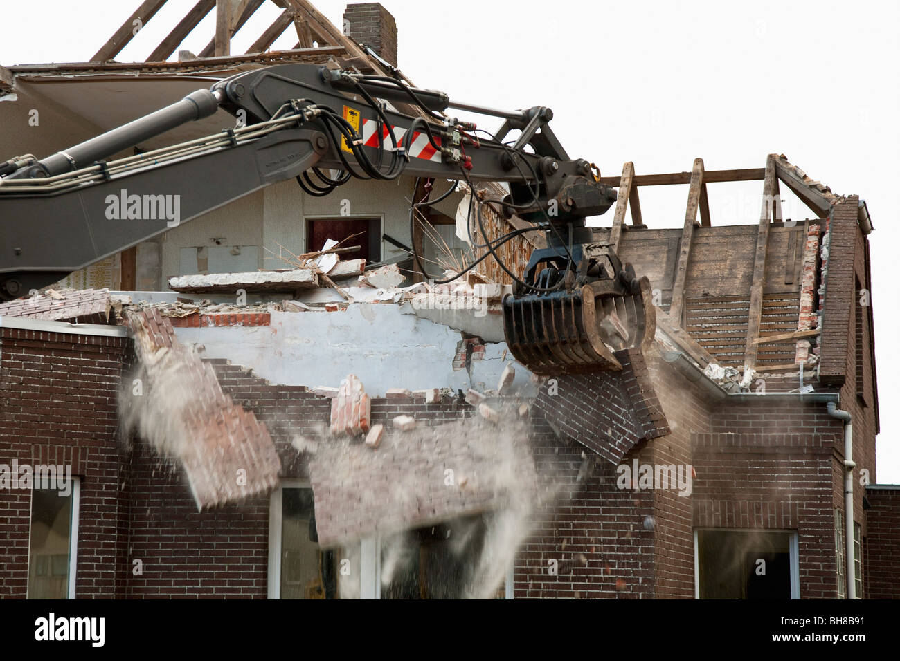 Detail of a house being demolished Stock Photo