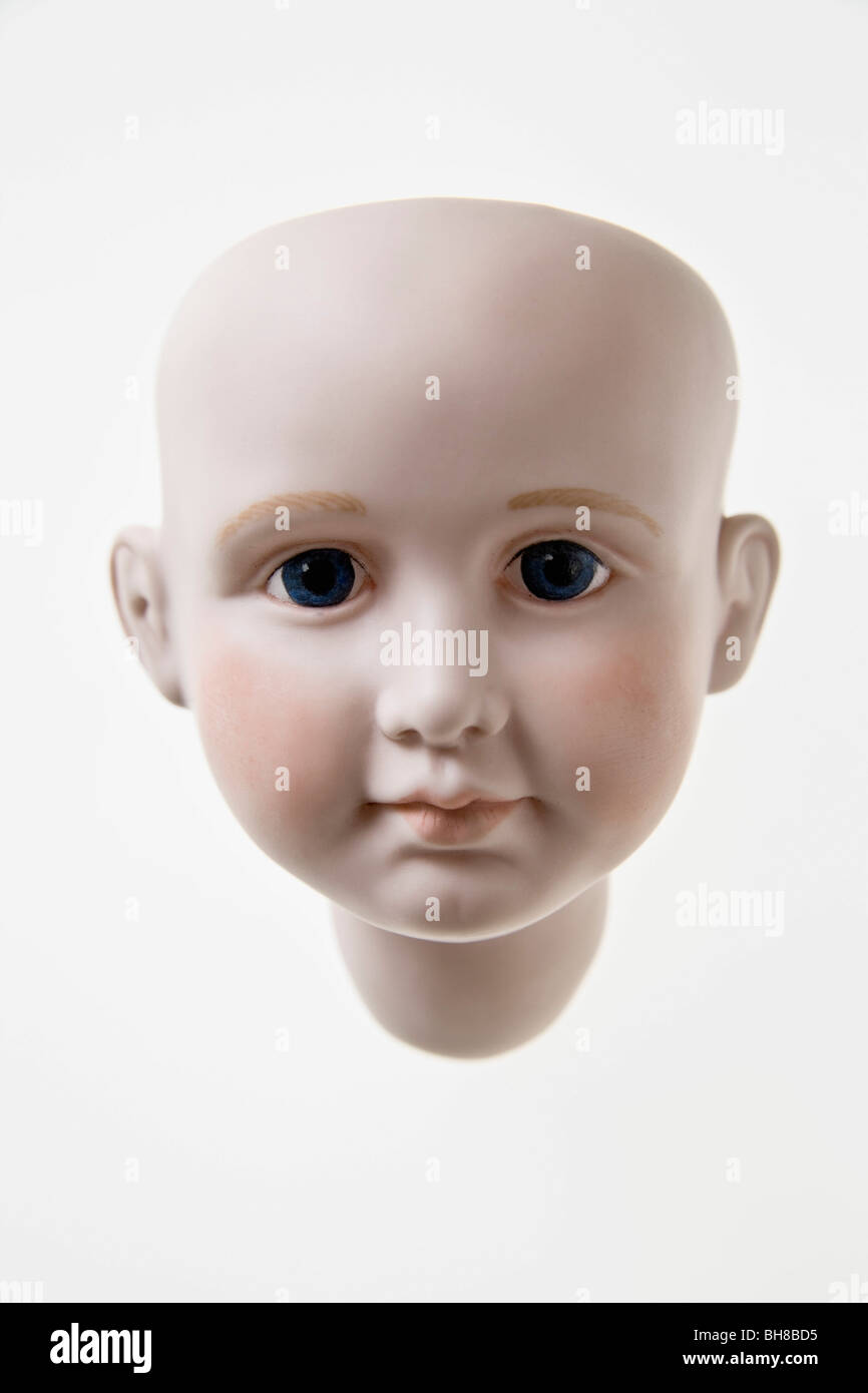 The head of a porcelain doll Stock Photo