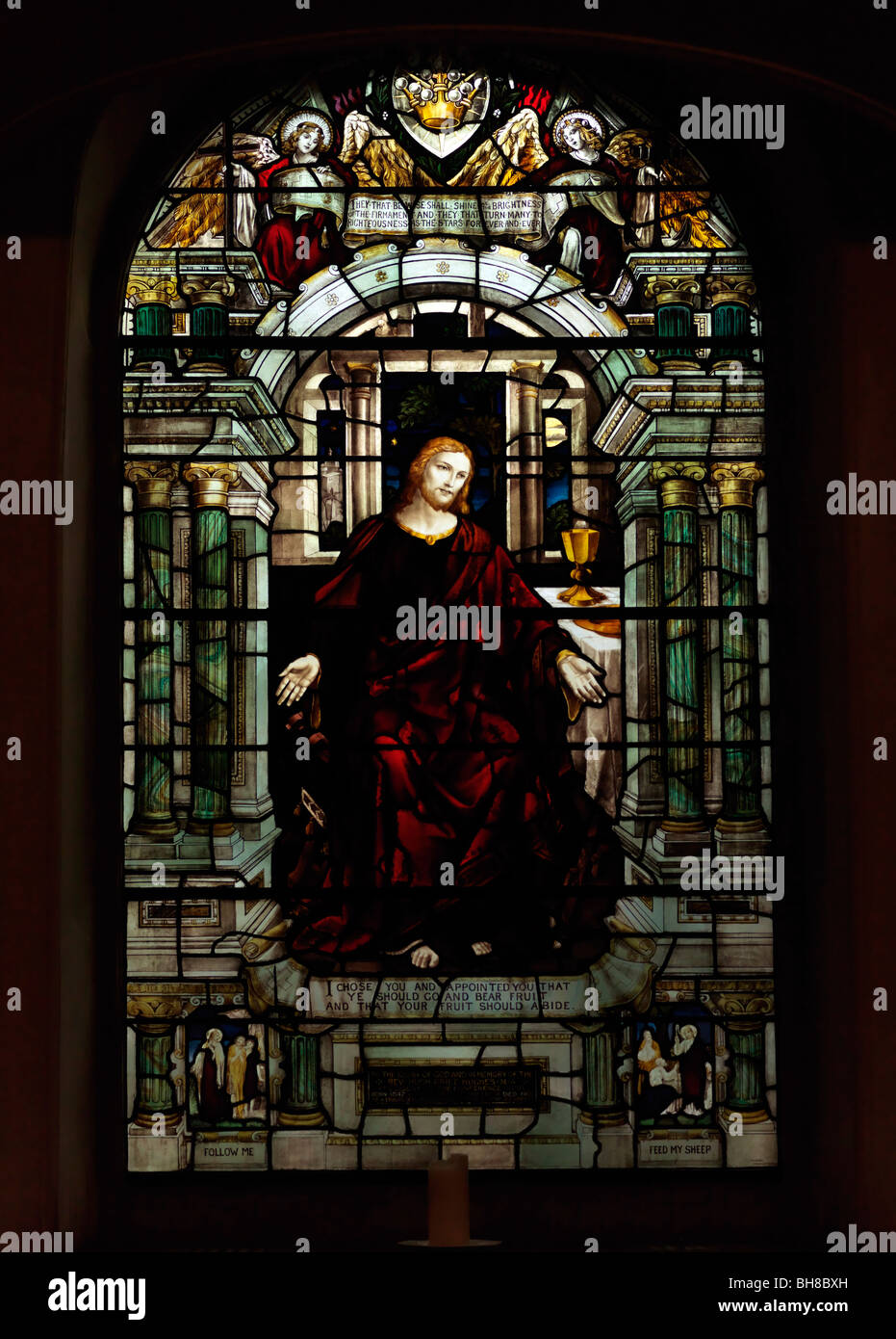 Wesley's Chapel City Road Islington London England Stained Glass Window Jesus Christ Stock Photo