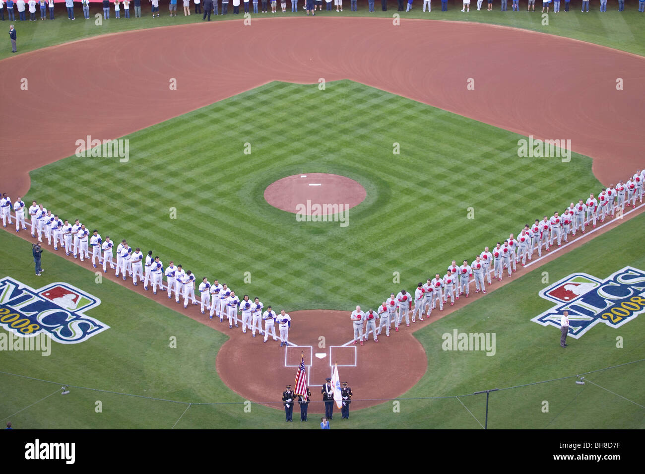 Opening ceremony of National League Championship Series (NLCS), Dodger Stadium, Los Angeles, CA on October 12, 2008 Stock Photo