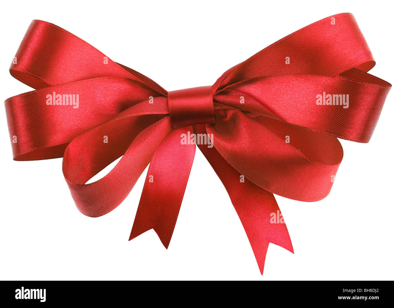 Bow, made of red silk ribbon Stock Photo