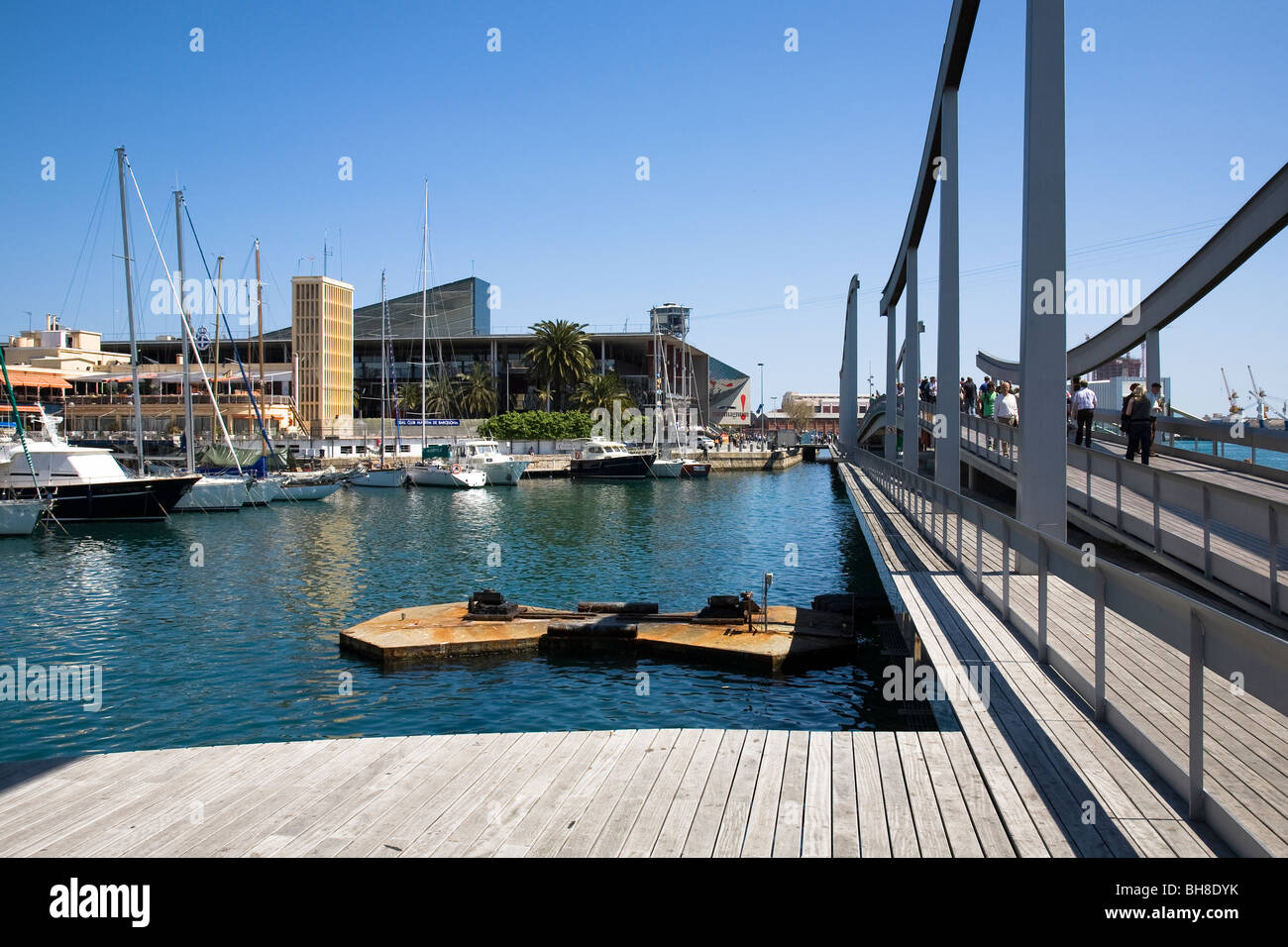 View of Barcelona port with ships and blue skies Stock Photo - Alamy