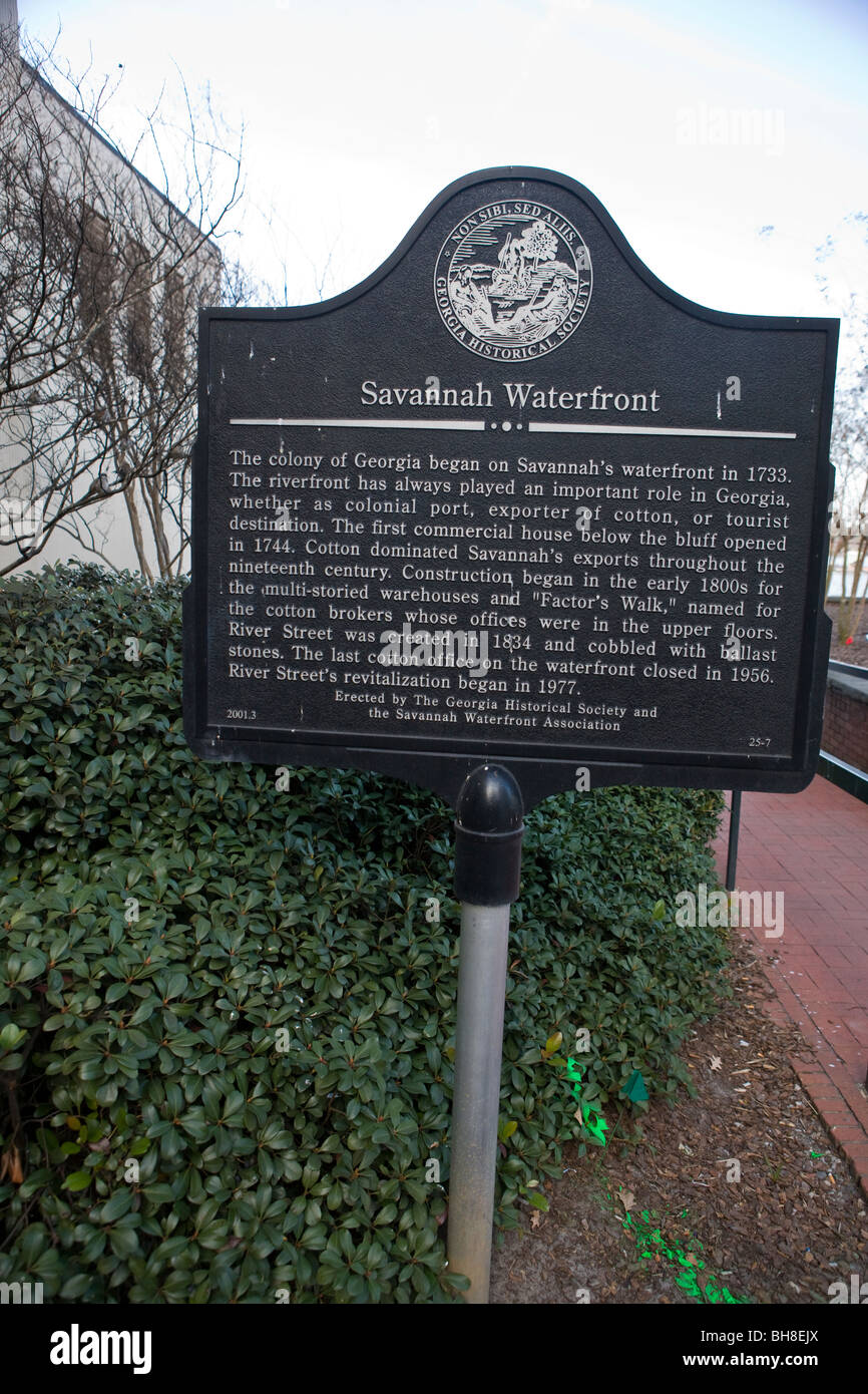 Savannah Waterfront historical marker, GA history landmark