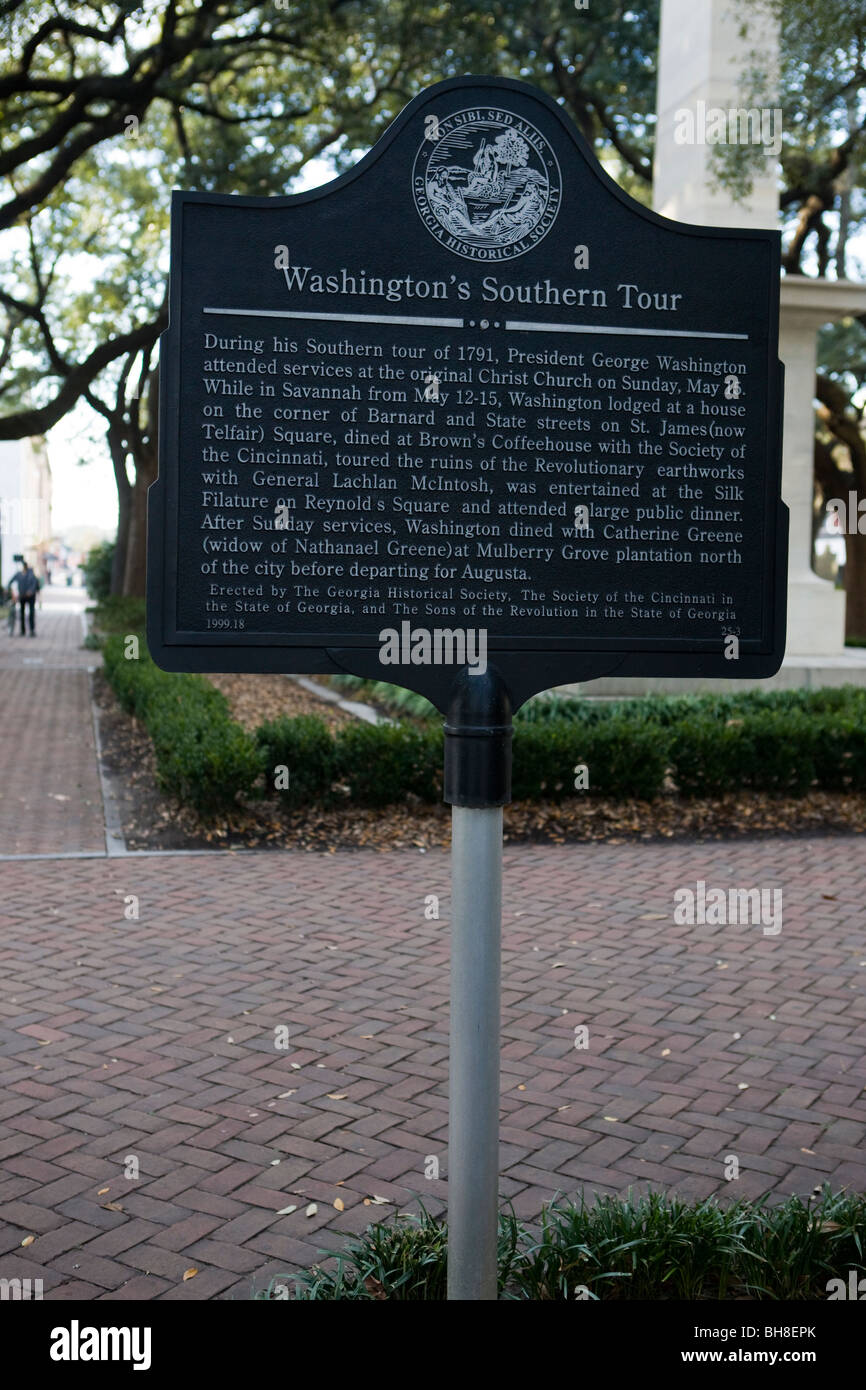 Washington's Southern tour historical marker, GA history