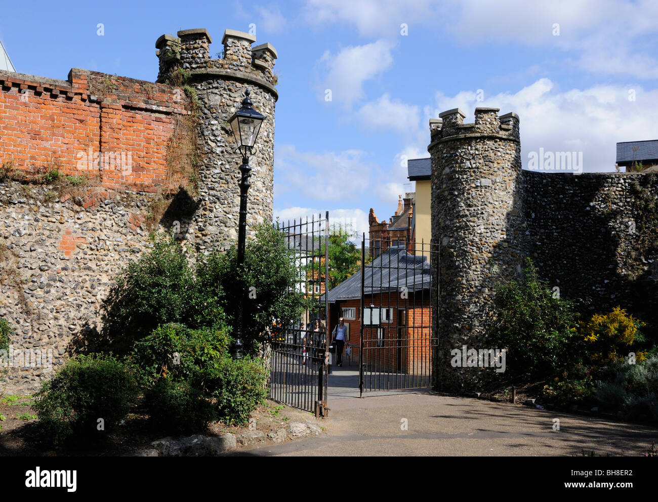 Gates to the grounds of Hertford Castle, Hertford, Hertfordshire