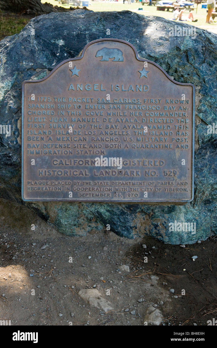 ANGEL ISLAND California historical marker, CA history landmark Stock