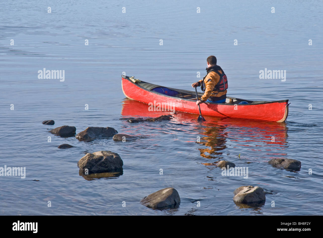 Canoeist at Loch Tay, Scotland Stock Photo Alamy