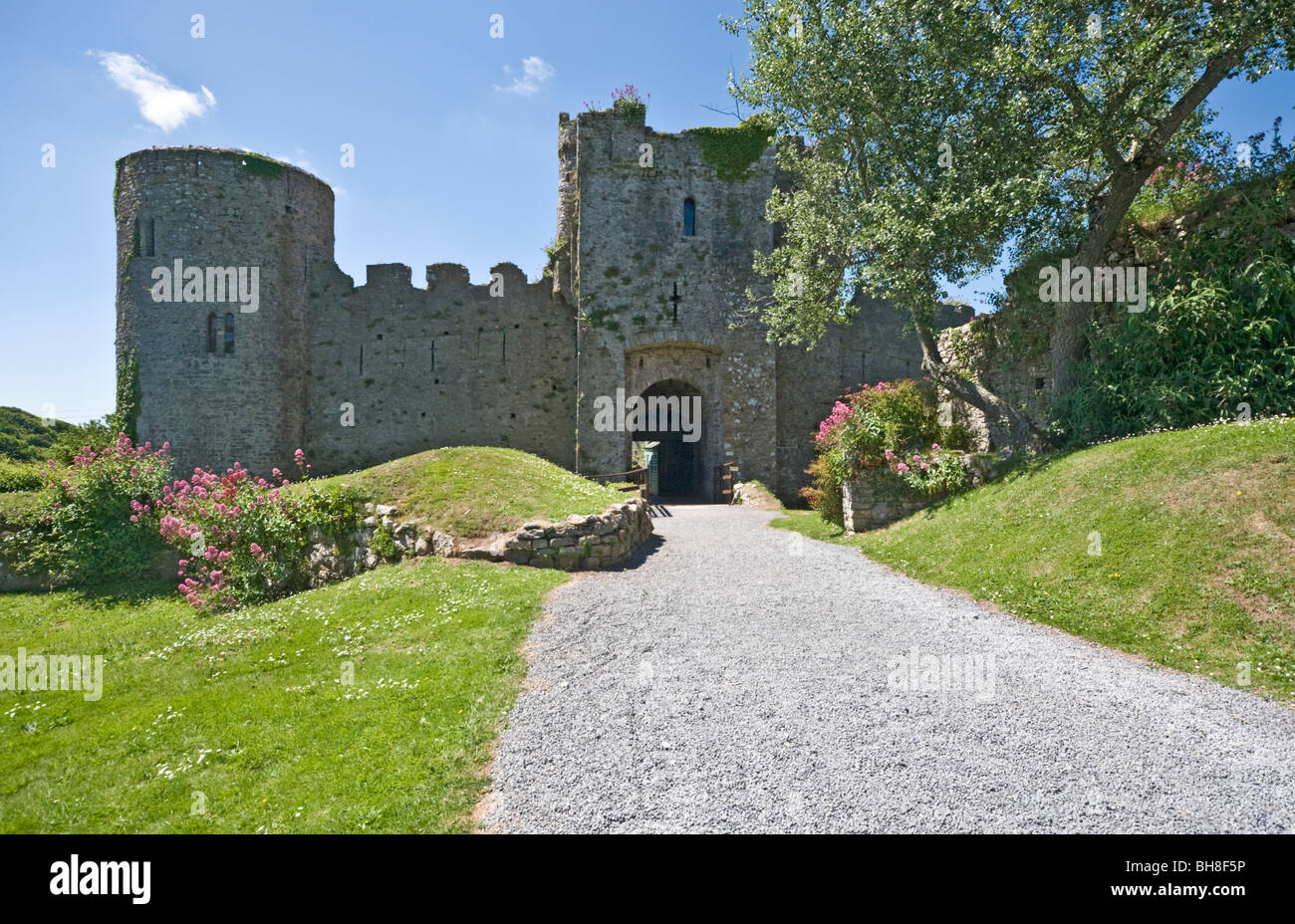 Manorbier Castle, Pembrokeshire Stock Photo