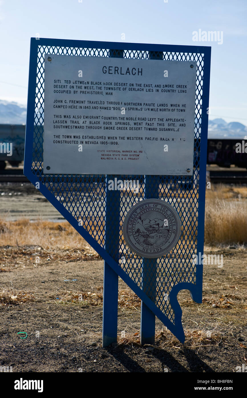 GERLACH    Nevada historical marker, NV history landmark Stock Photo