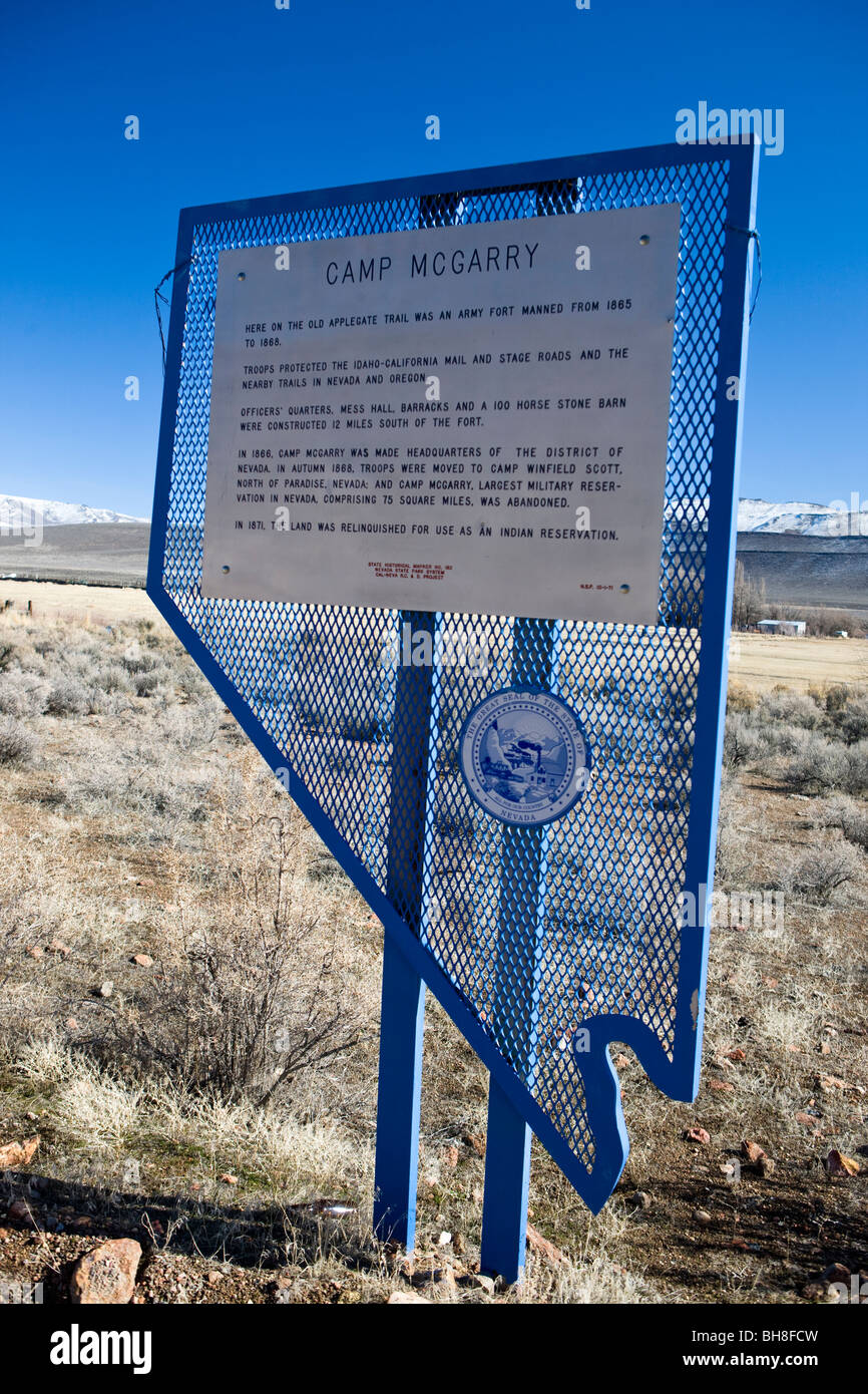 CAMP McGARRY   Nevada historical marker, NV history landmark Stock Photo