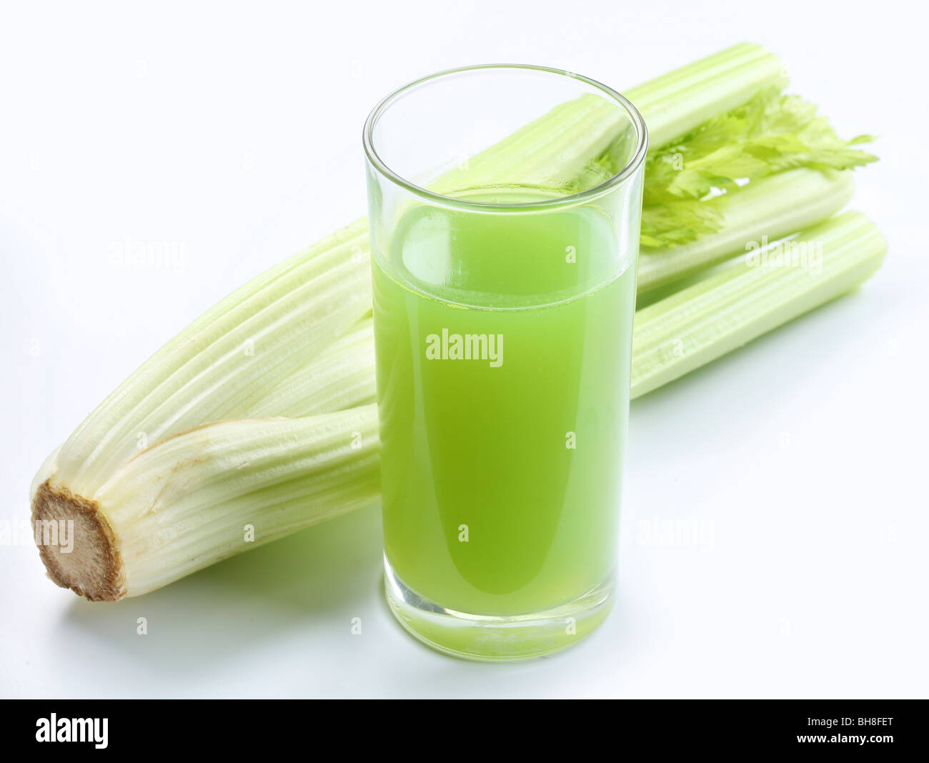 juice from the stalks of celery plants Stock Photo