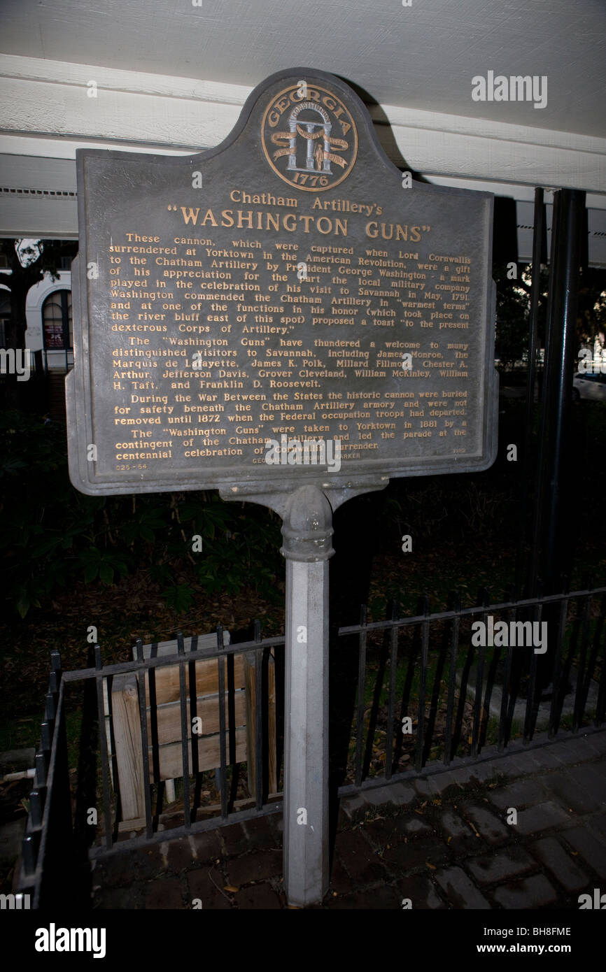 Chatham Artillery’s "Washington Guns" historical marker, GA