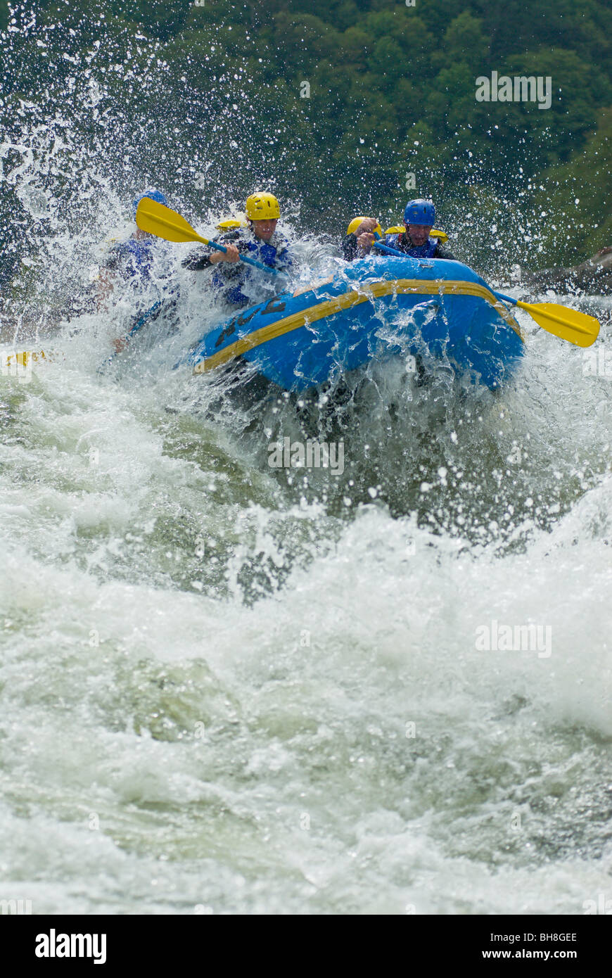Rafters entering Lost Paddle Rapid on the Gauley River during Gauley season, WV. Stock Photo
