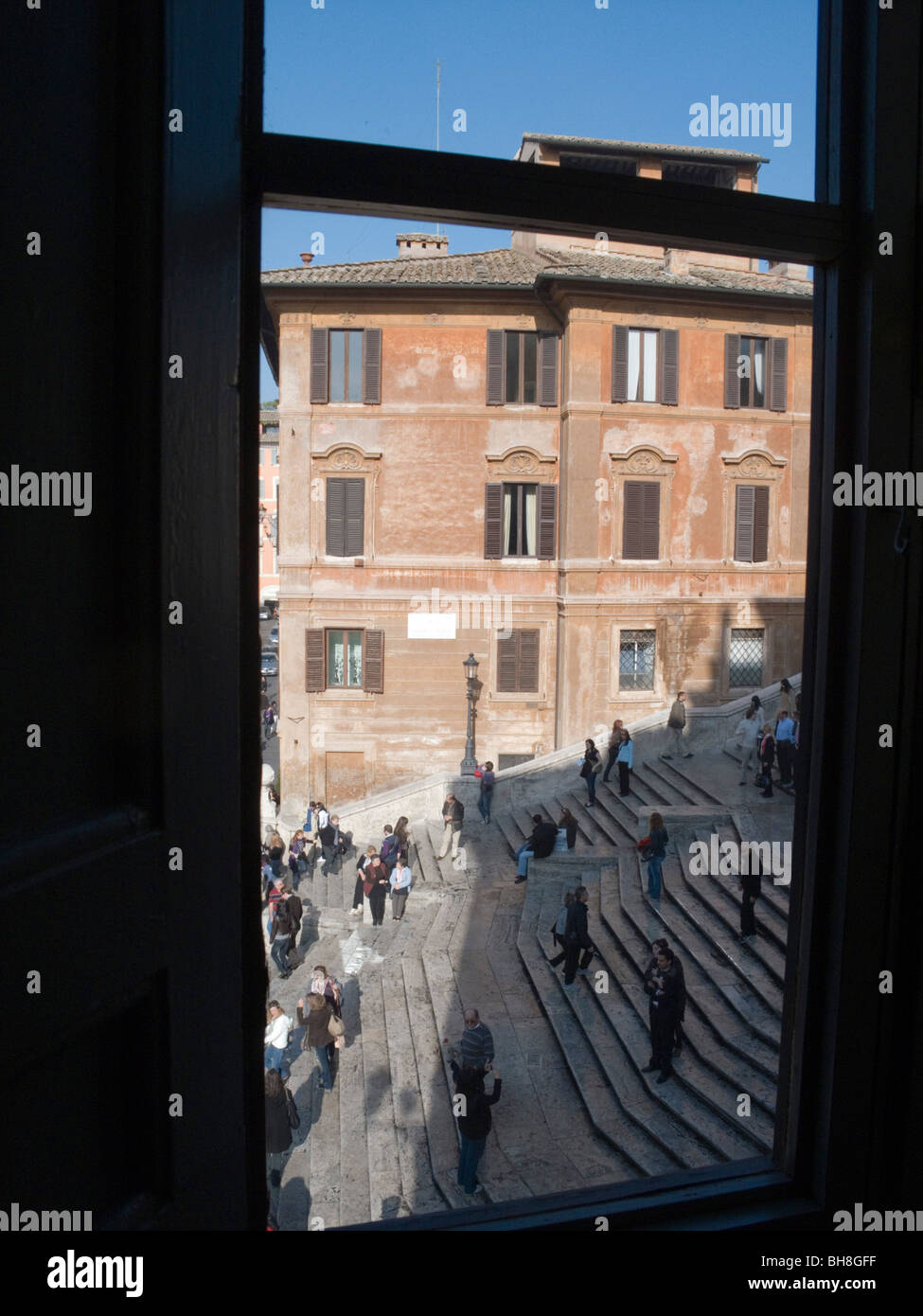 Spanish Steps viewed from window of Keats House Rome Lazio Italy Stock Photo