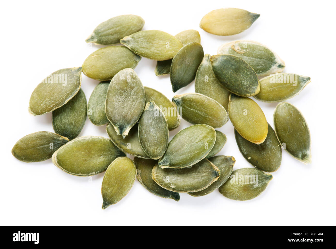 Pumpkin seeds on a white background Stock Photo