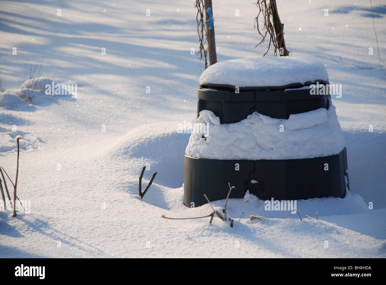 Compost bin in winter Stock Photo Alamy