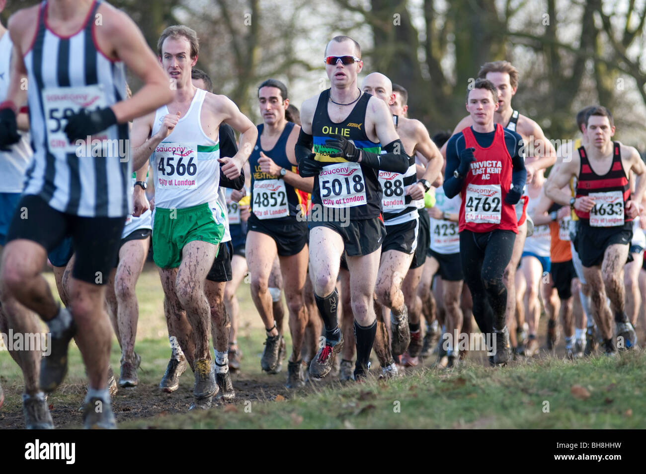 Runners at the Southerns Cross Country Championships held at Parliament Hill, London Stock Photo
