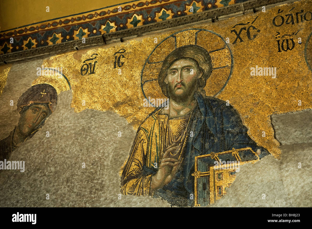 Haghia Sophia, Sultanahmet, Istanbul, Turkey. Detail from Deesis Mosaics, South Gallery. Stock Photo