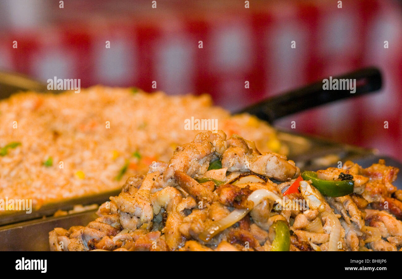 Grilled Chicken and Fried Rice Stock Photo
