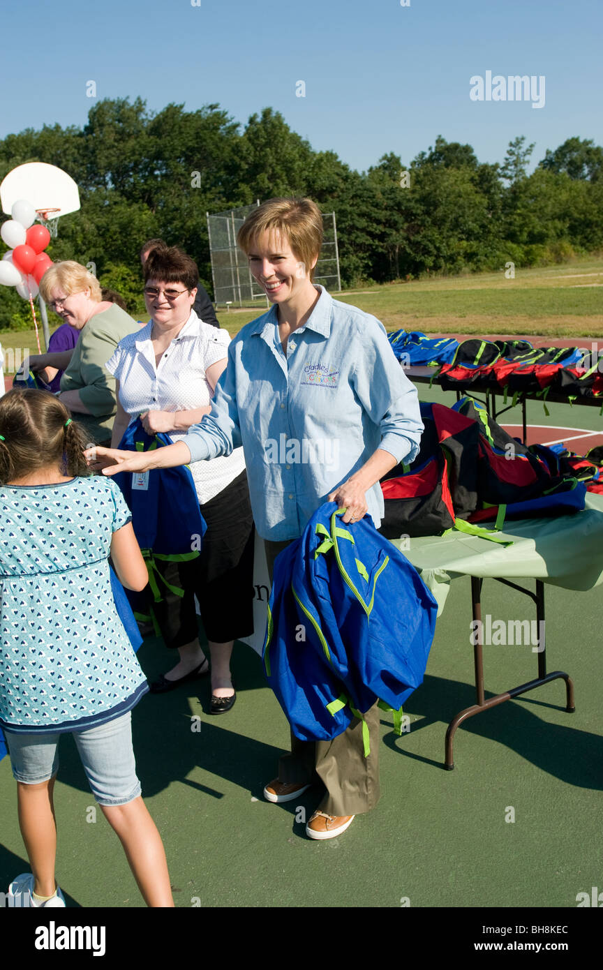 Elementary school students at a Massachusetts public school receives