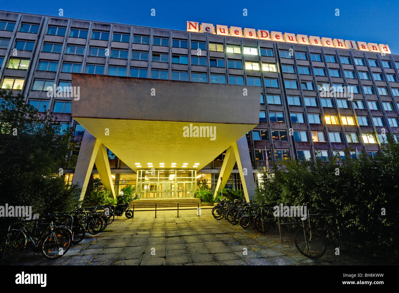 Former publishing house of the ND, Neues Deutschland, new Germany, newspaper of the political party SED, Berlin, Germany Stock Photo