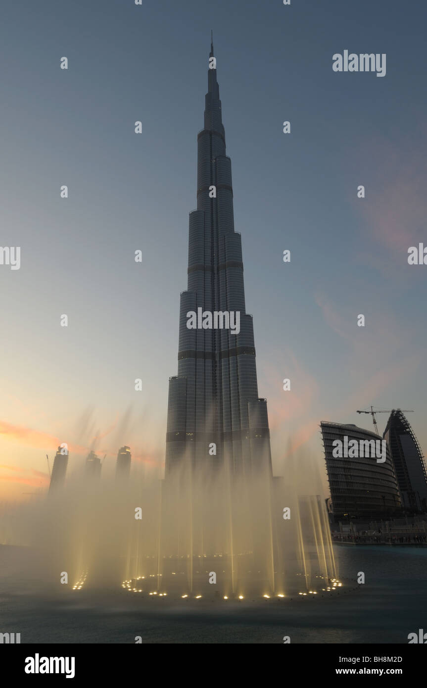 Highest Skyscraper in the World - Burj Khalifa at night. Dubai, United Arab Emirates Stock Photo
